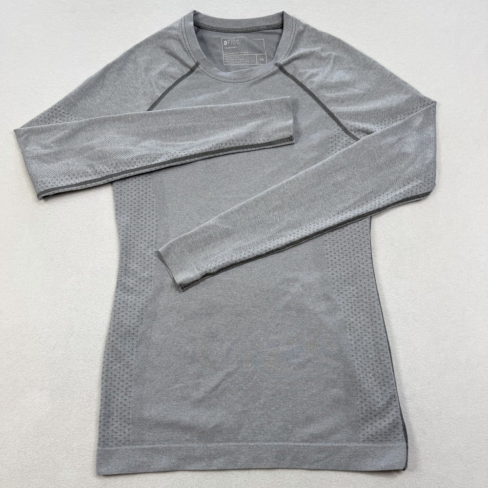 FIGS Salta Seamless Underscrub Long Sleeve Light Gray Women's XS - Picture 2 of 6